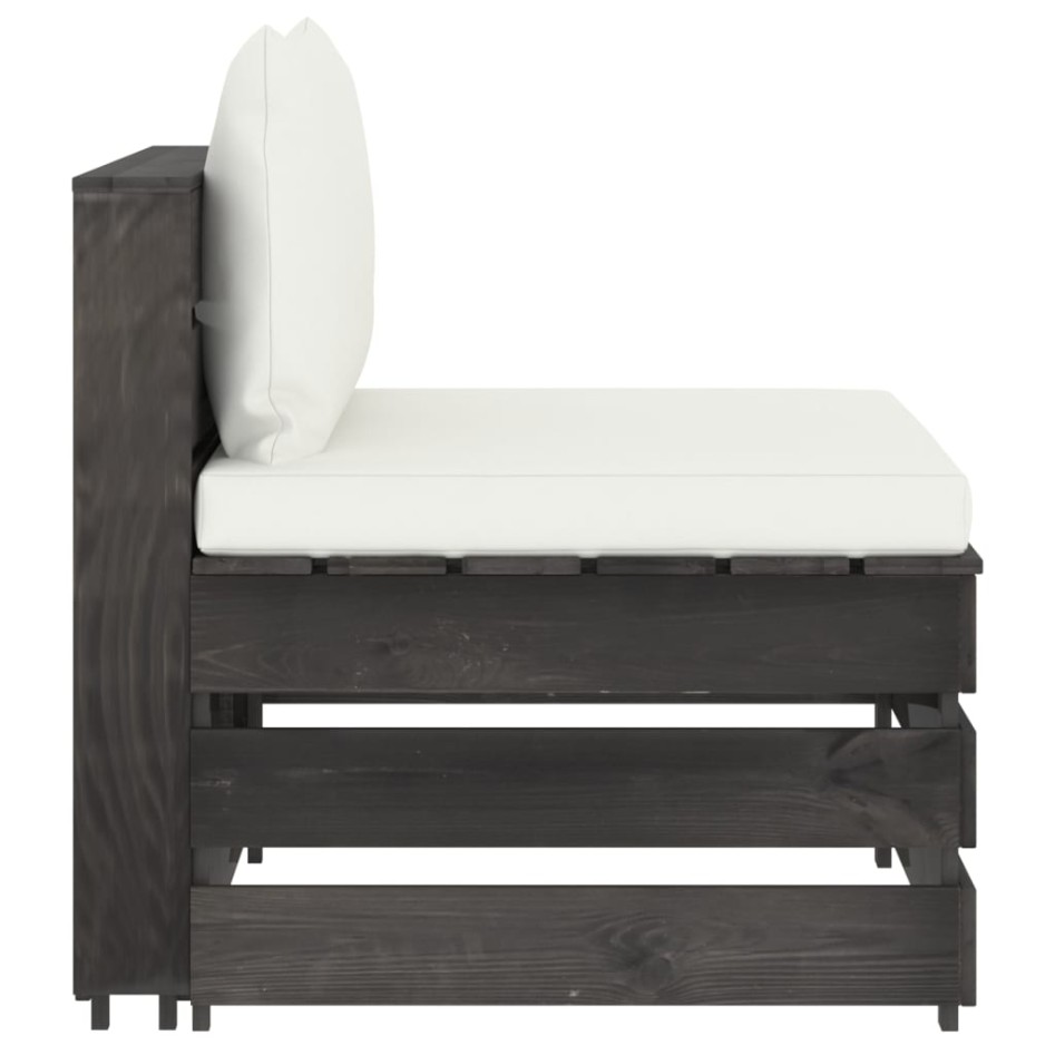 Muebles de jardín 3 piezas con cojines madera impregnada