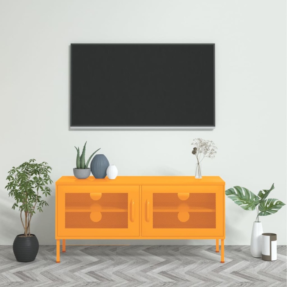 Mueble para TV de acero amarillo mostaza 105x35x50