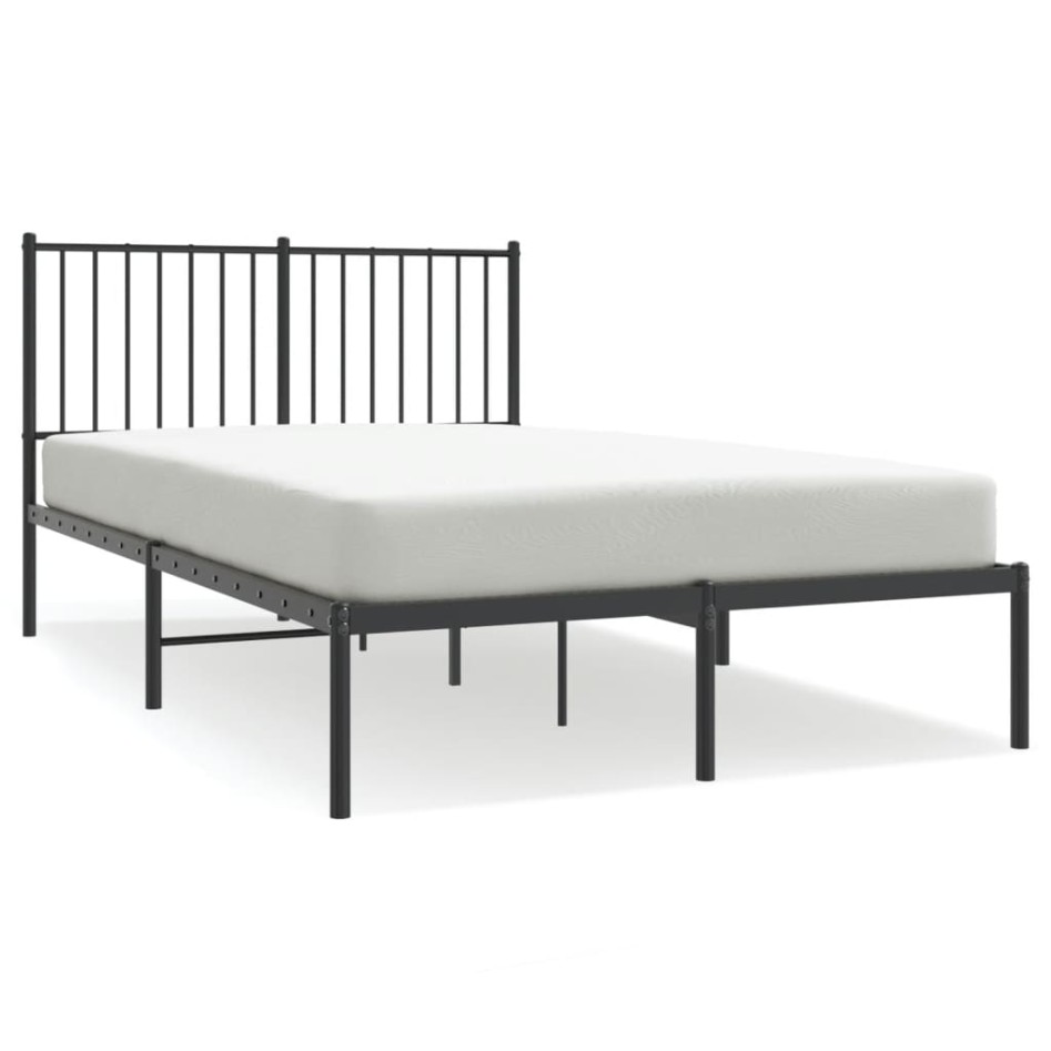 Estructura cama sin colchón con cabecero metal negro 120x190