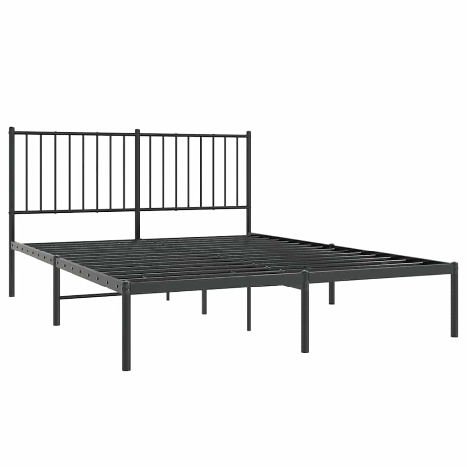 Estructura cama sin colchón con cabecero metal negro 135x190