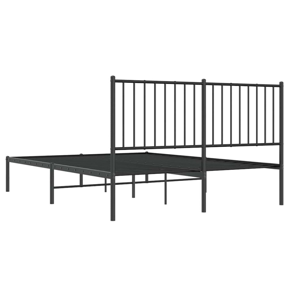 Estructura cama sin colchón con cabecero metal negro 135x190