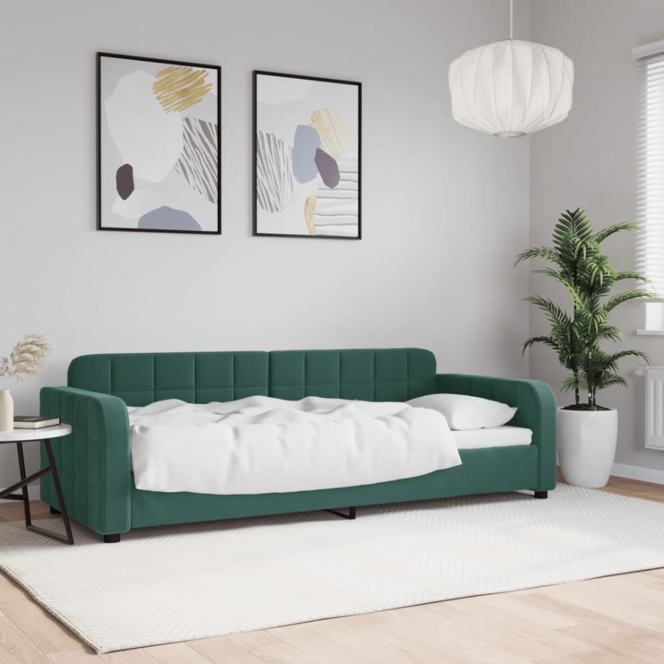 Sofá cama sin colchón terciopelo verde oscuro 80x200