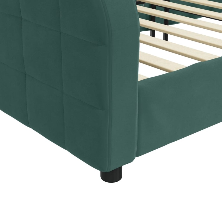 Sofá cama sin colchón terciopelo verde oscuro 80x200