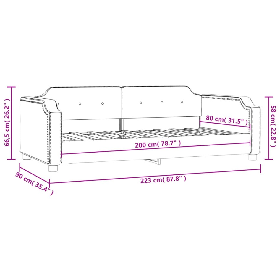 Sofá cama sin colchón tela crema 80x200