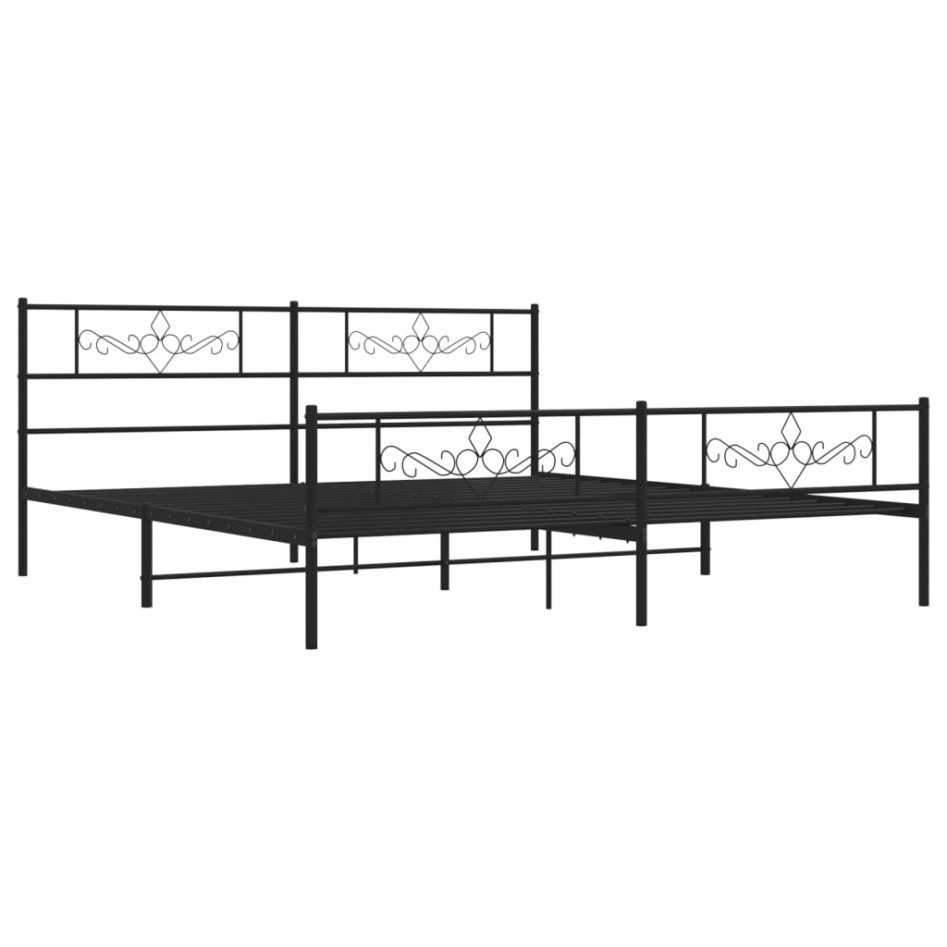 Estructura cama sin colchón con estribo metal negro 180x200