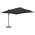 Sombrilla voladiza de jardín con poste de aluminio negro 3x3
