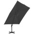 Sombrilla voladiza de jardín con poste de aluminio negro 3x3