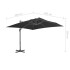 Sombrilla voladiza de jardín con poste de aluminio negro 3x3