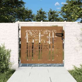 Puerta de jardín acero corten diseño bambú 85x75