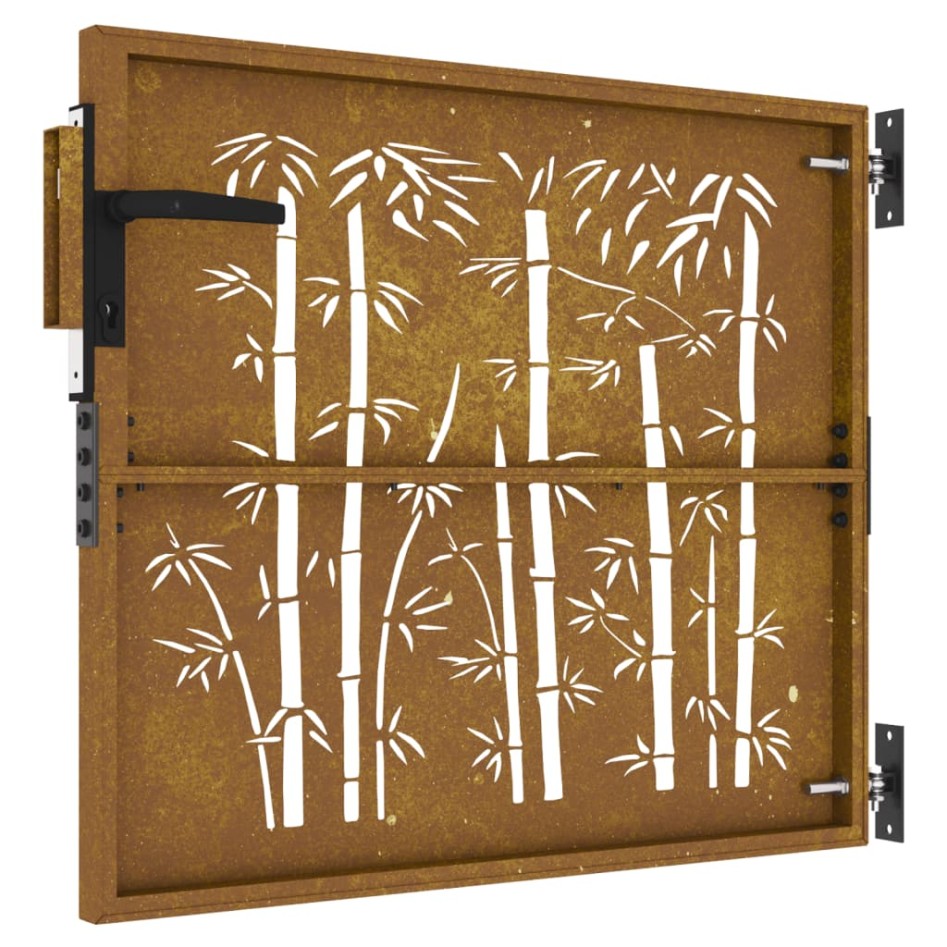 Puerta de jardín acero corten diseño bambú 85x75