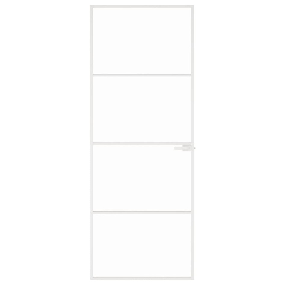 Puerta de interior vidrio templado y aluminio blanco