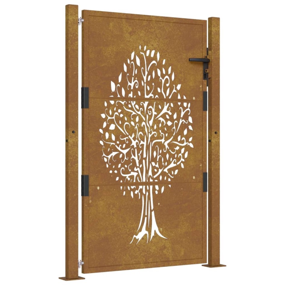 Puerta de jardín acero corten diseño árbol 105x130
