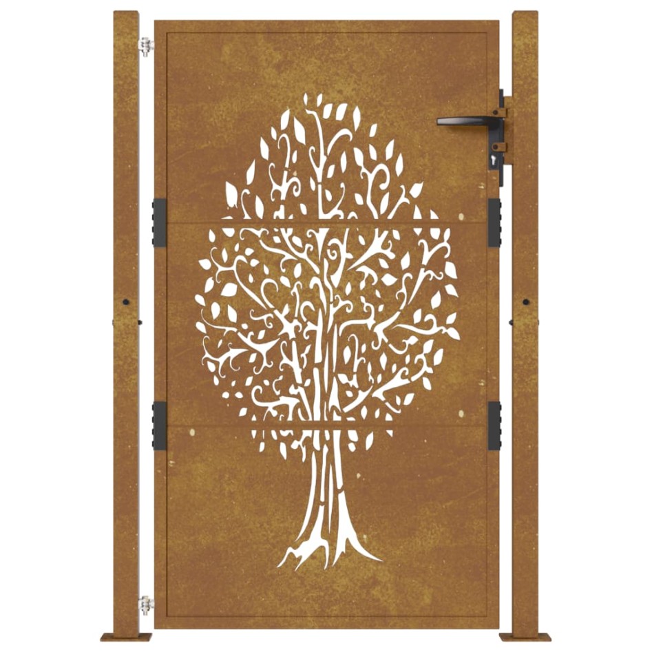 Puerta de jardín acero corten diseño árbol 105x130
