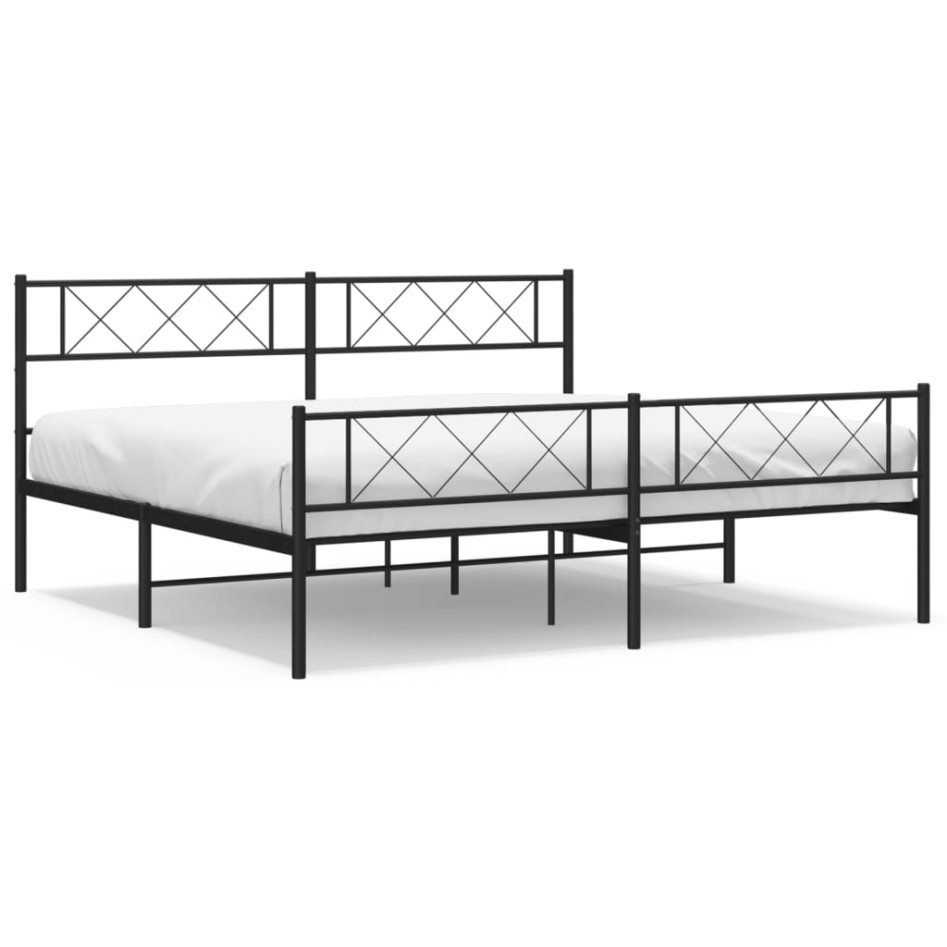Estructura cama sin colchón con estribo metal negro 180x200