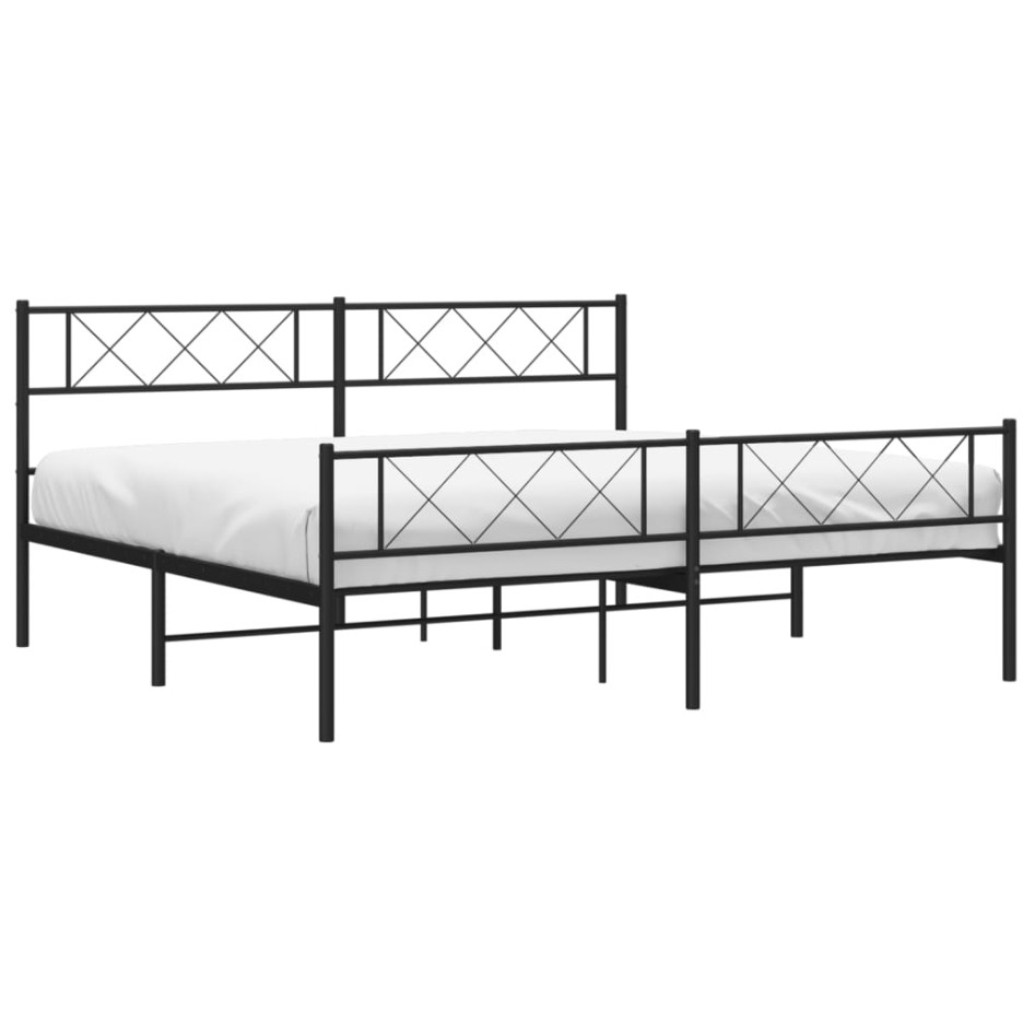 Estructura cama sin colchón con estribo metal negro 180x200