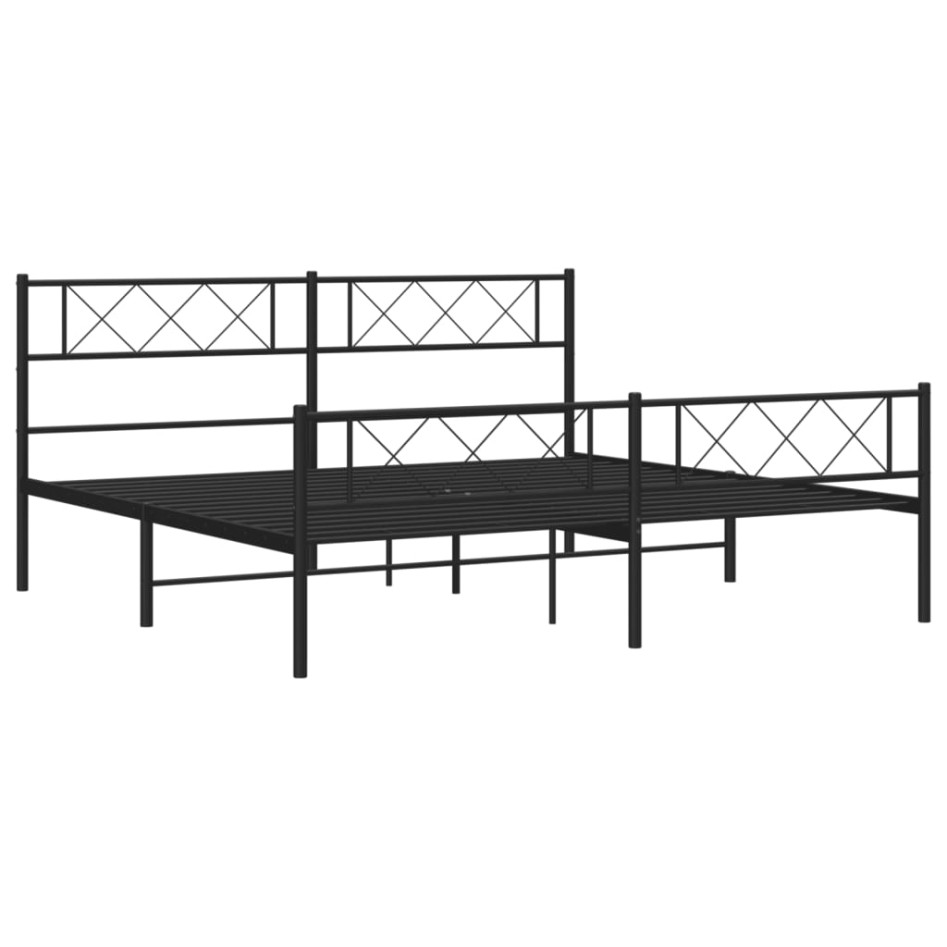 Estructura cama sin colchón con estribo metal negro 180x200