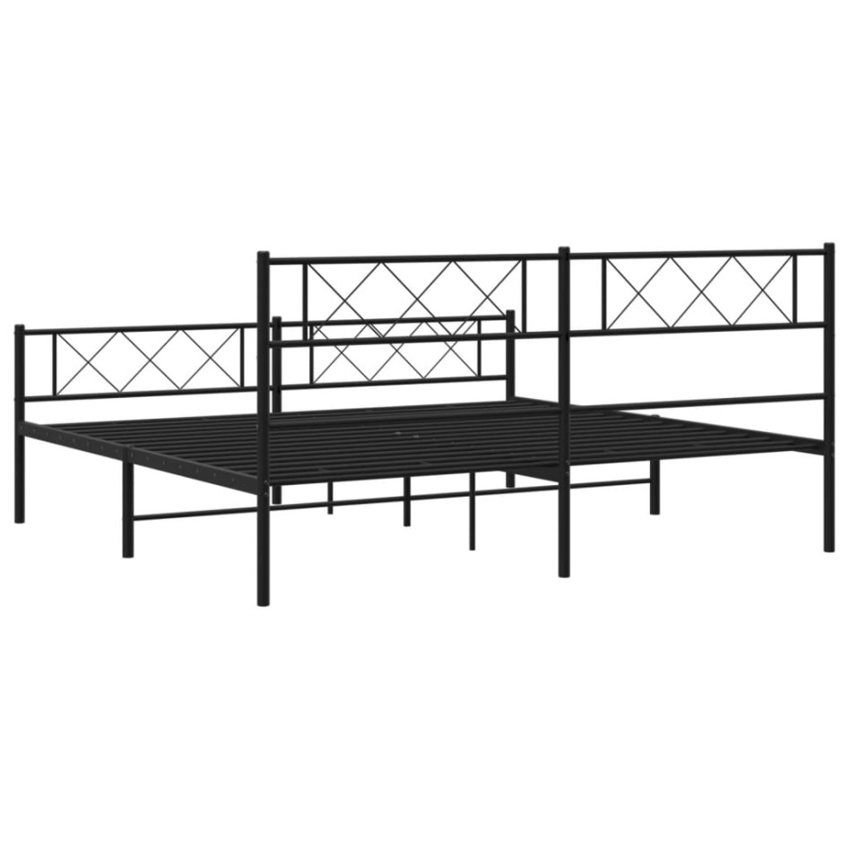 Estructura cama sin colchón con estribo metal negro 180x200