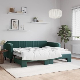 Sofá cama nido terciopelo verde oscuro 90x200