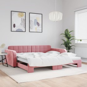 Sofá cama nido terciopelo rosa 100x200