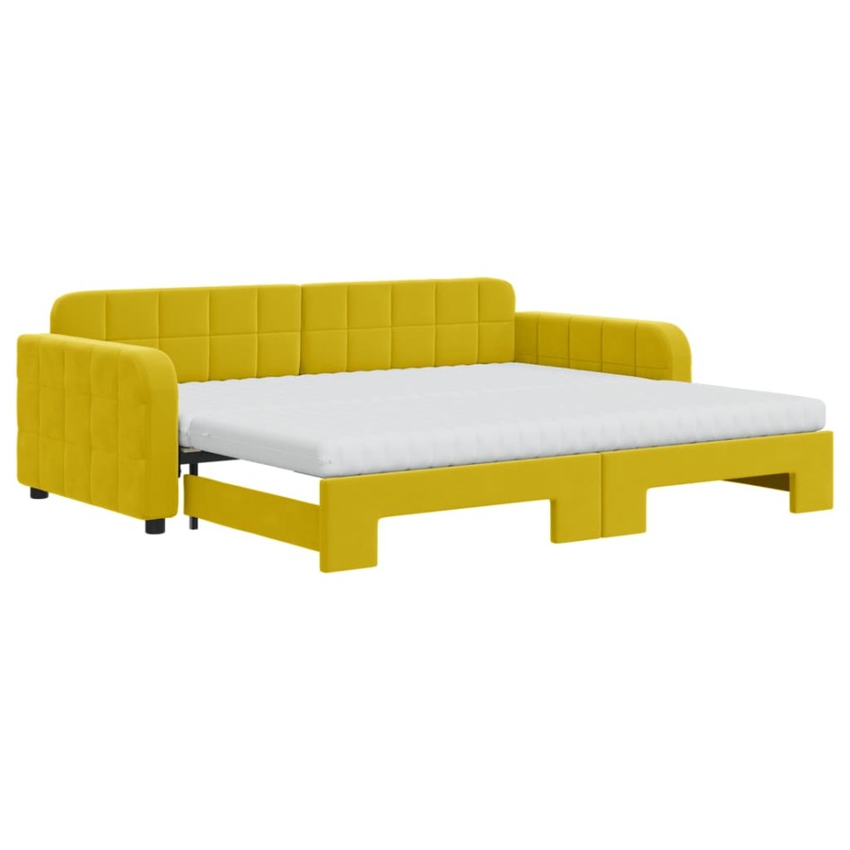 Sofá cama nido con colchón terciopelo amarillo 90x200