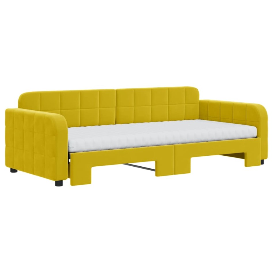 Sofá cama nido con colchón terciopelo amarillo 90x200