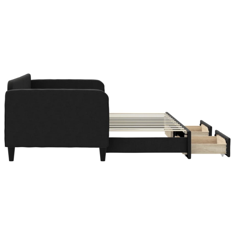 Sofá cama nido con cajones tela negro 90x200