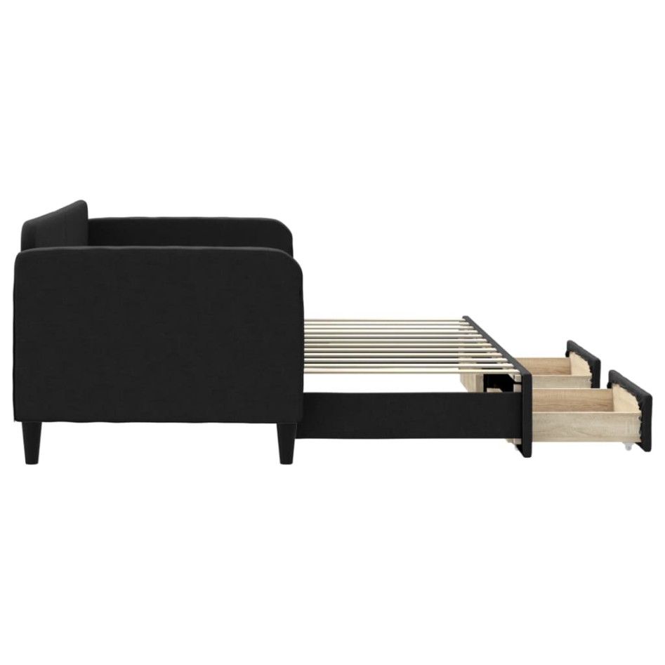 Sofá cama nido con cajones tela negro 80x200