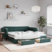 Sofá cama nido con cajones terciopelo verde oscuro 100x200 cm