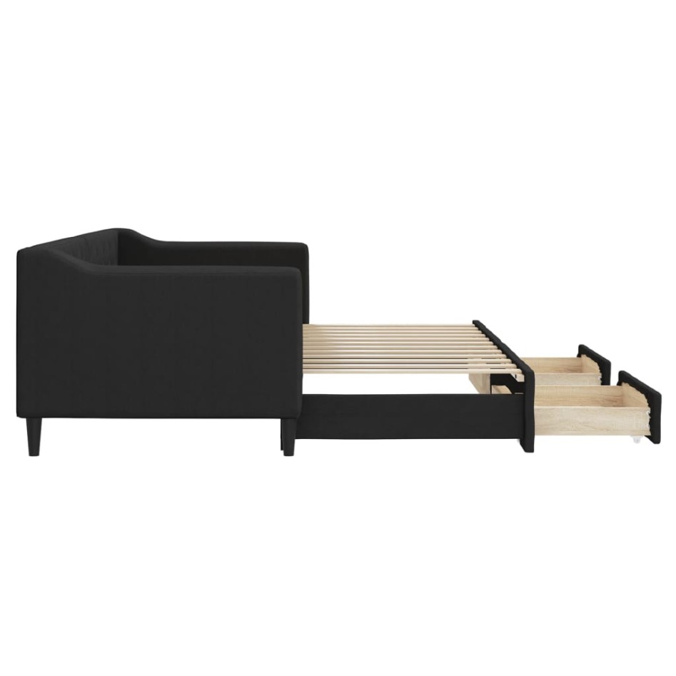 Sofá cama nido con cajones tela negro 80x200