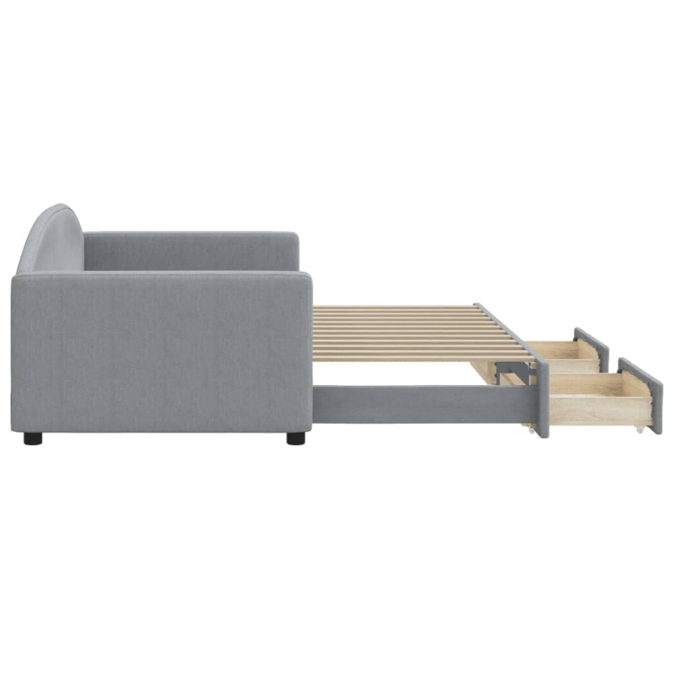 Sofá cama nido con cajones tela gris claro 90x200