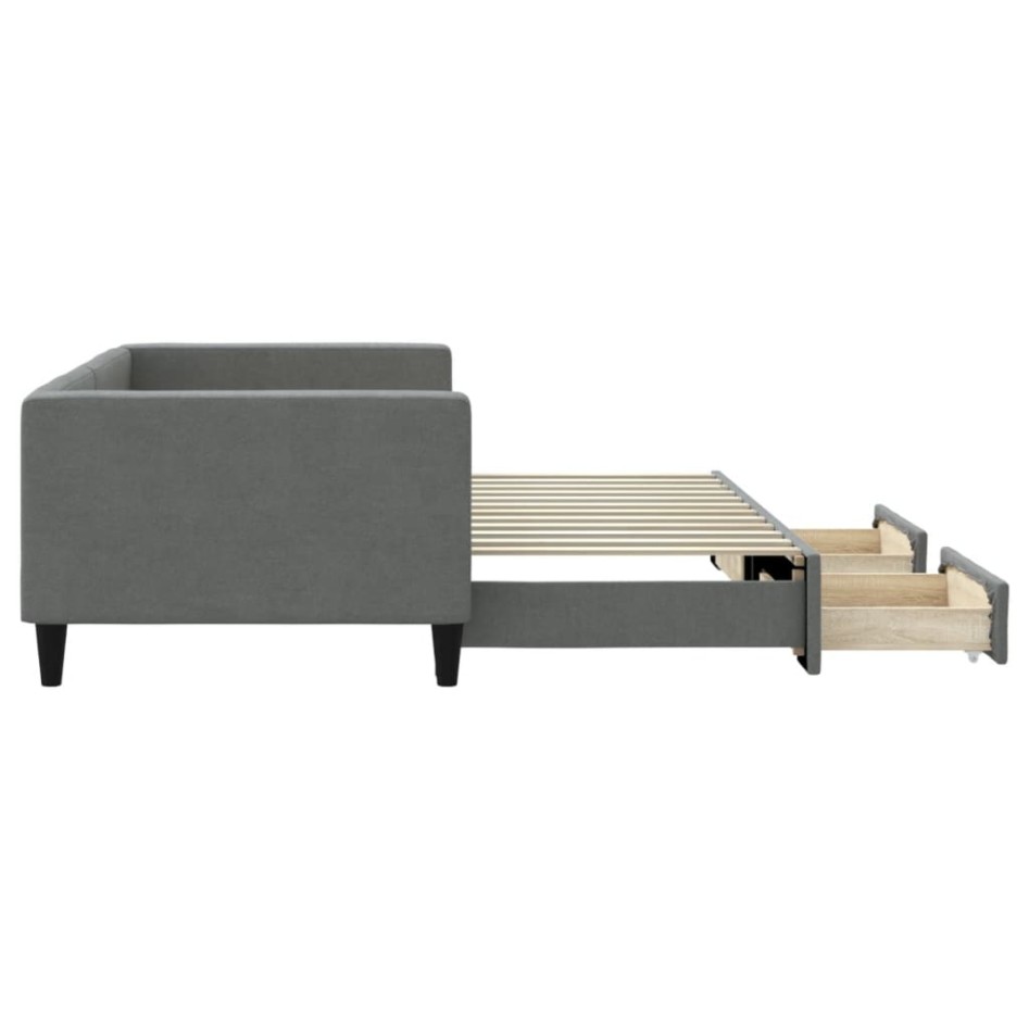 Sofá cama nido con cajones tela gris oscuro 90x200