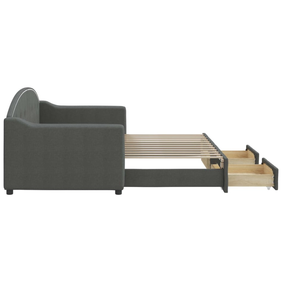 Sofá cama nido con cajones tela gris oscuro 80x200