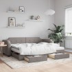 Sofá cama nido con cajones tela gris taupe 90x200 cm