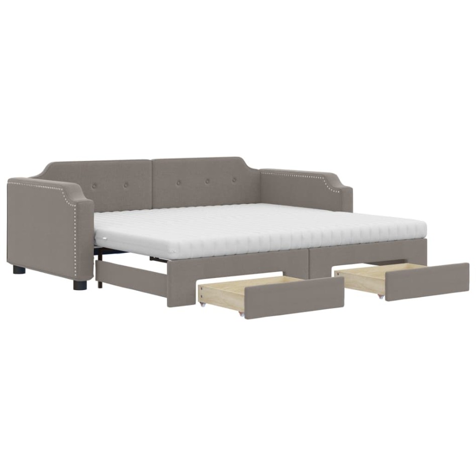 Sofá cama nido con cajones tela gris taupe 90x200