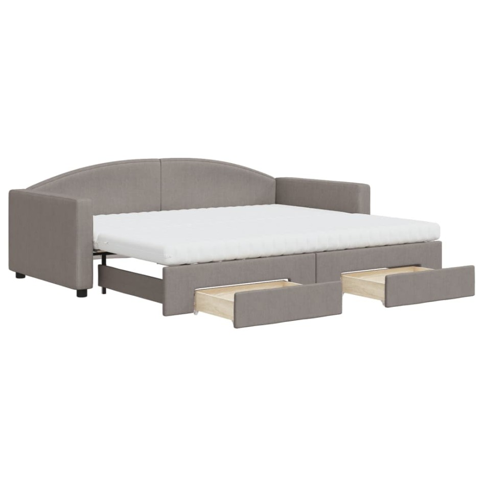 Sofá cama nido con cajones tela gris taupe 90x200