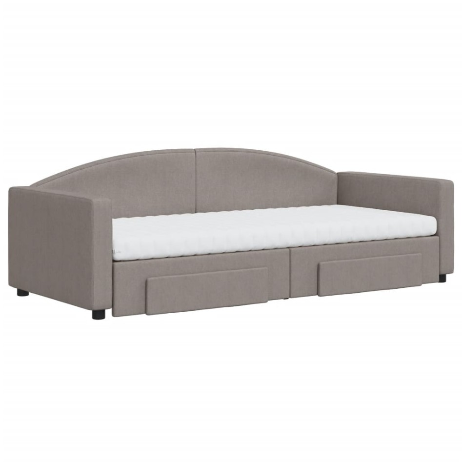 Sofá cama nido con cajones tela gris taupe 90x200
