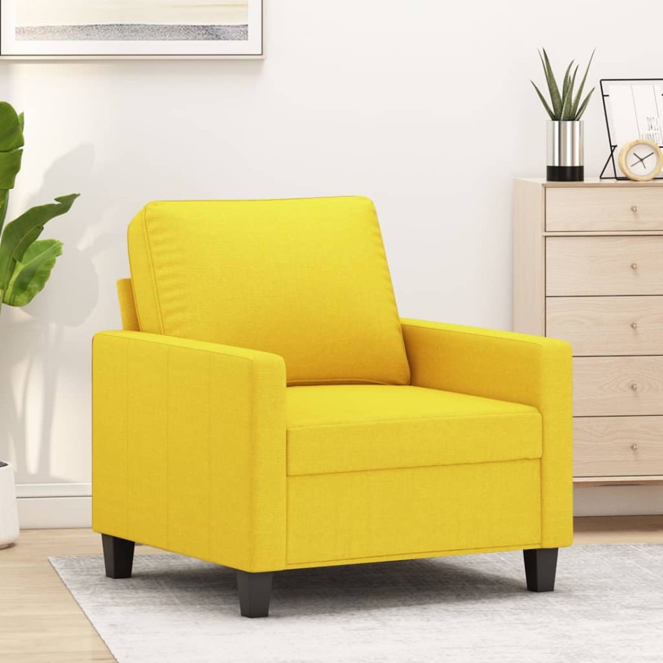 Sillón de tela amarillo claro 60