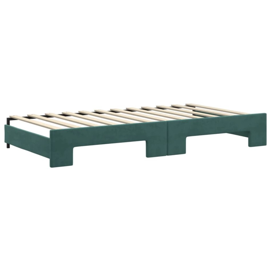 Sofá cama nido con cajones terciopelo verde oscuro 100x200