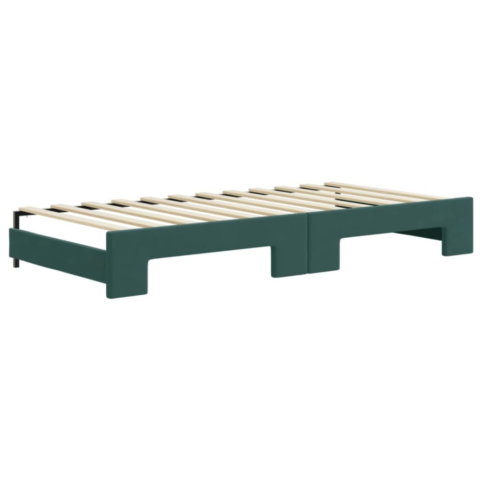 Sofá cama nido con cajones terciopelo verde oscuro 90x200