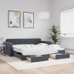 Sofá cama nido con cajones terciopelo gris oscuro 100x200 cm