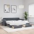 Sofá cama nido con cajones terciopelo gris oscuro 90x190