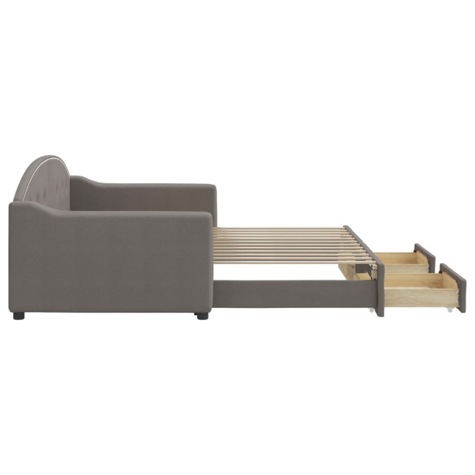 Sofá cama nido con cajones tela gris taupe 90x200