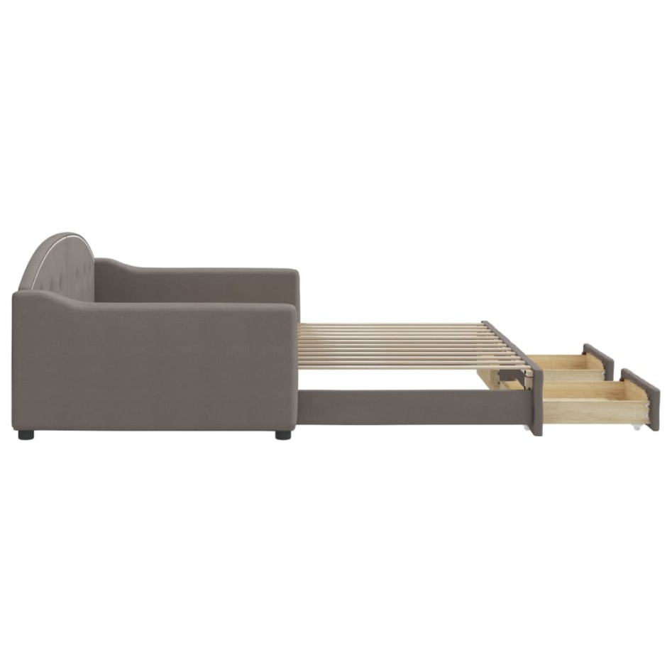 Sofá cama nido con cajones tela gris taupe 100x200