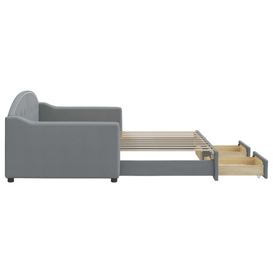 Sofá cama nido con cajones tela gris claro 90x190