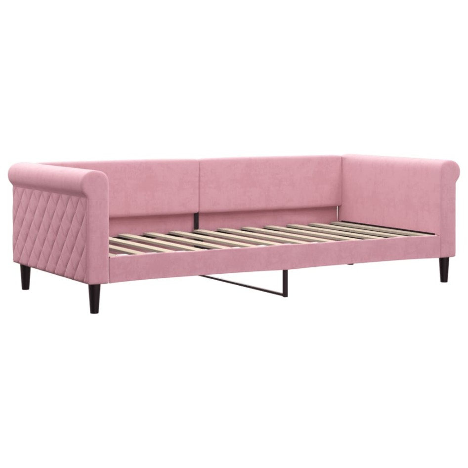 Sofá cama nido con cajones terciopelo rosa 90x200