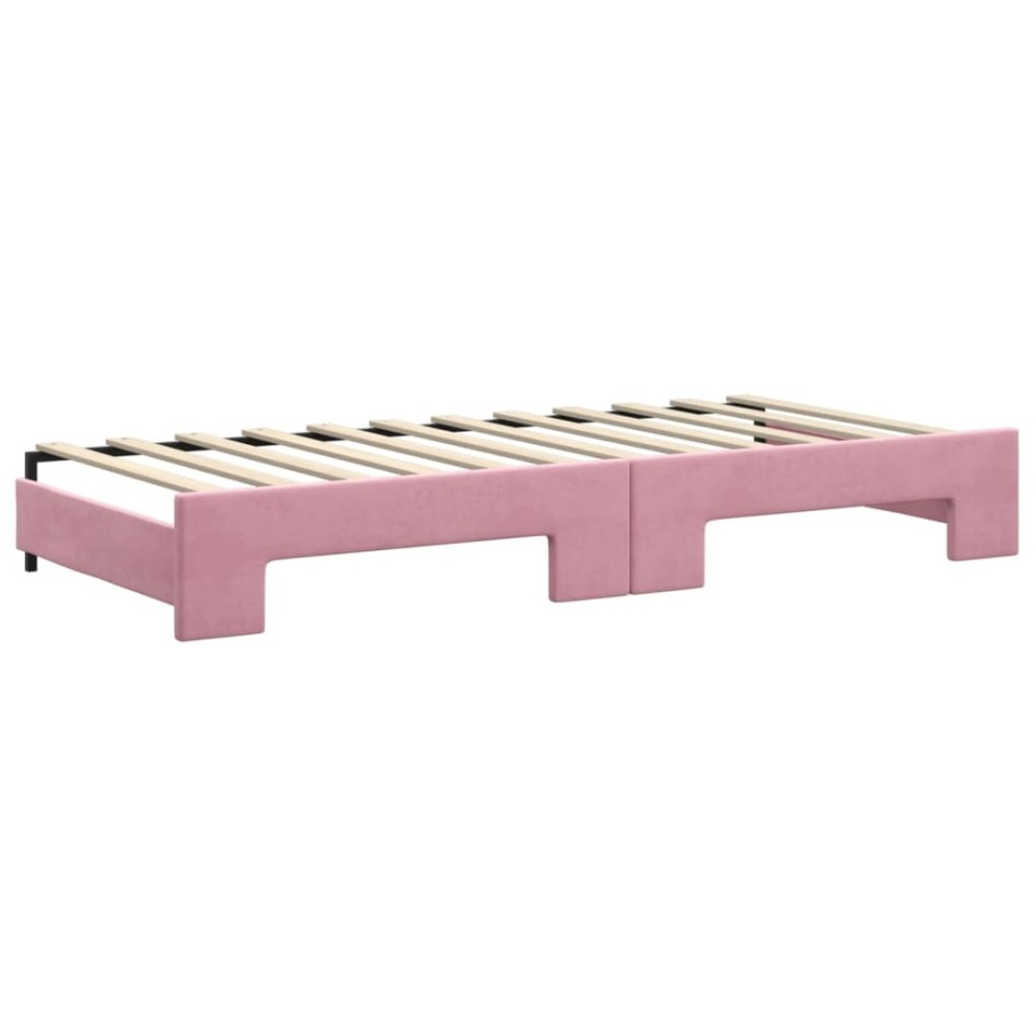 Sofá cama nido con cajones terciopelo rosa 90x200