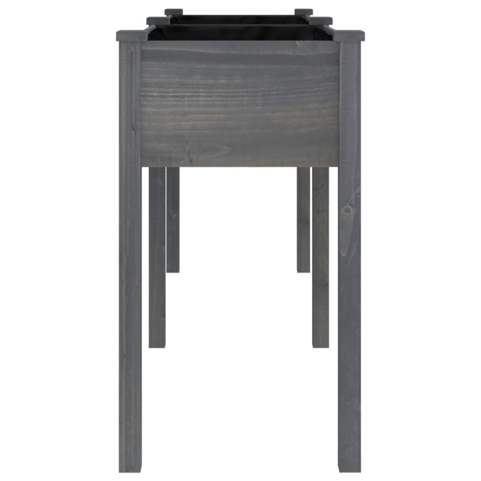 Jardinera con forro madera maciza de abeto gris 161x45x76