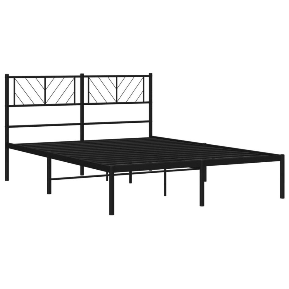 Estructura cama sin colchón con cabecero metal negro 160x200