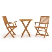 Mesa y sillas bistró plegables 3 pzas madera maciza de acacia