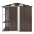 Cobertizo de jardín con estantería hierro marrón 205x130x183